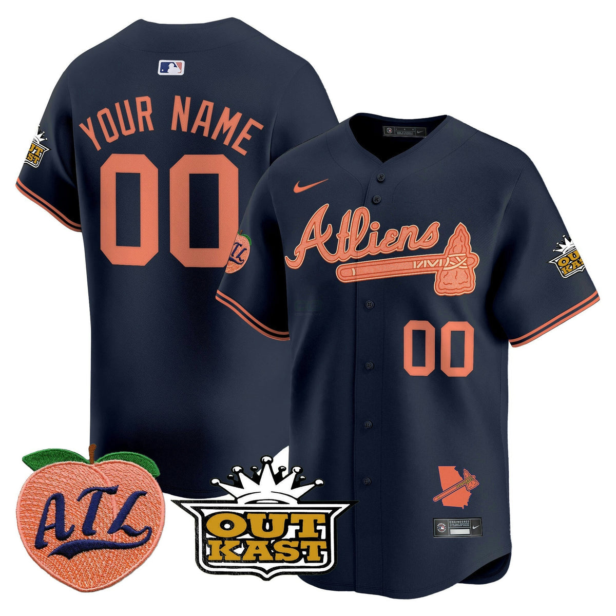 MLB Atlanta Atliens & Peach Vapor Premier Limited Jersey