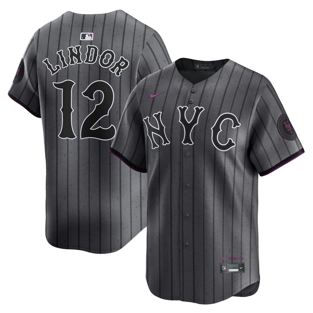 MLB New York Mets Men’s 2024 City Connect Vapor Premier Limited Jersey – Graphite