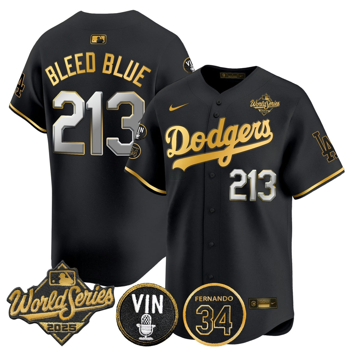 MLB Men’s 2025 World Series Vapor Premier Limited Jersey – Vin Scully & Fernando Patch
