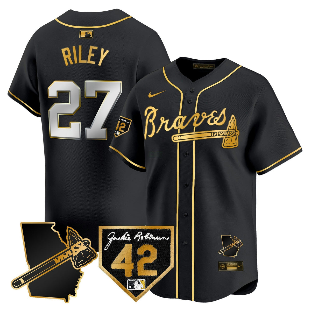 MLB Men’s Atlanta 2024 Robinson & Georgia Patch Vapor Premier Limited Jersey