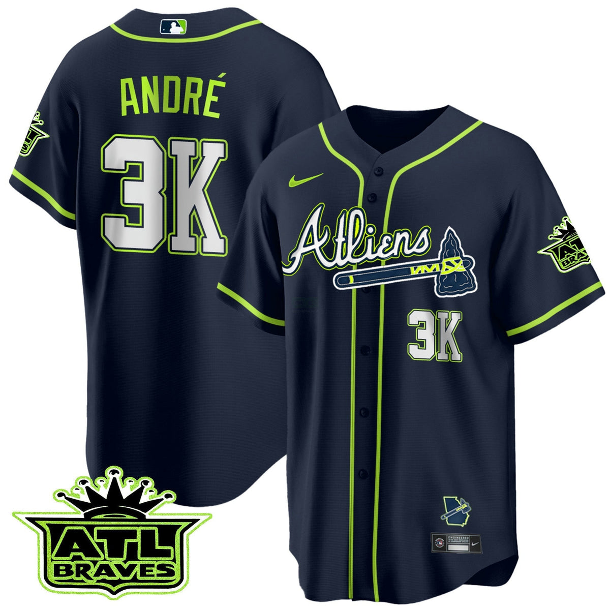 MLB Men’s Atlanta Atliens ATL Patch Cool Base Jersey