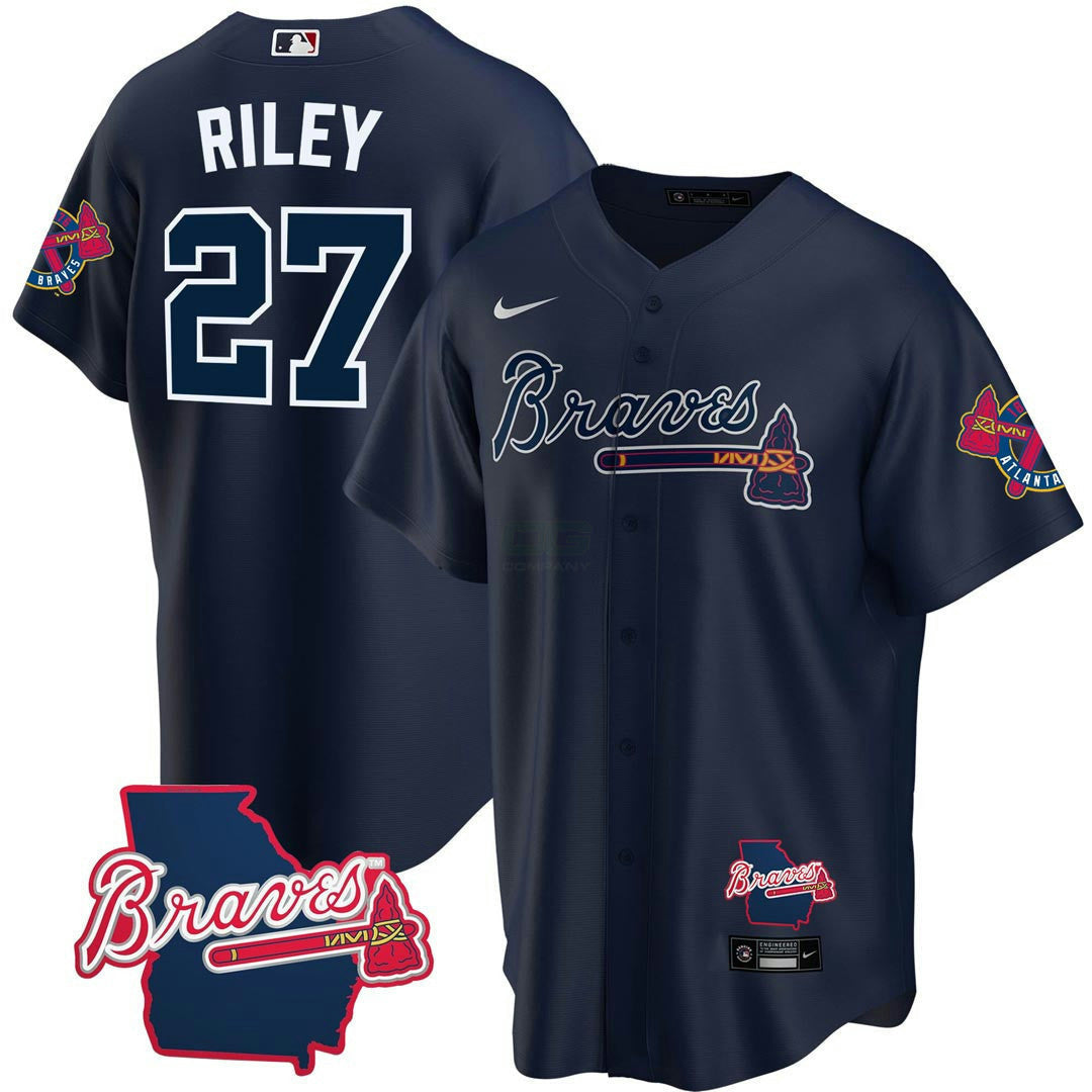MLB Men’s Atlanta Georgia State Patch Jersey – Navy Blue