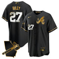MLB Men’s Atlanta The A Gold Cool Base Jersey – Georgia Patch