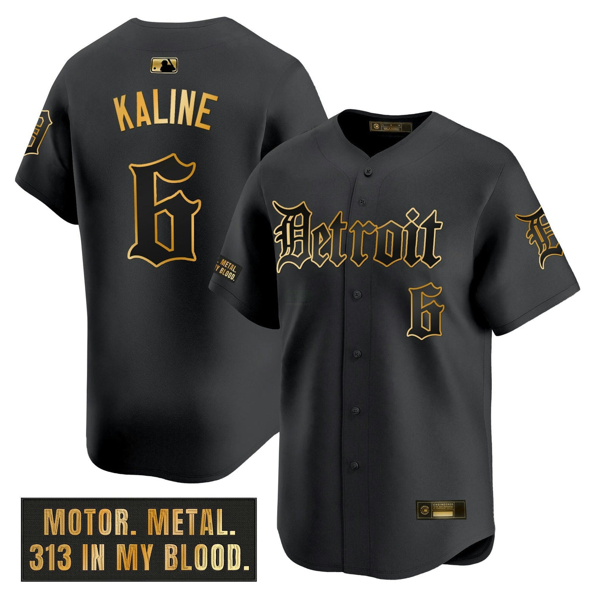 MLB Men’s Detroit ‘Motor Gothic Edition’ Gold Vapor Premier Limited Jersey