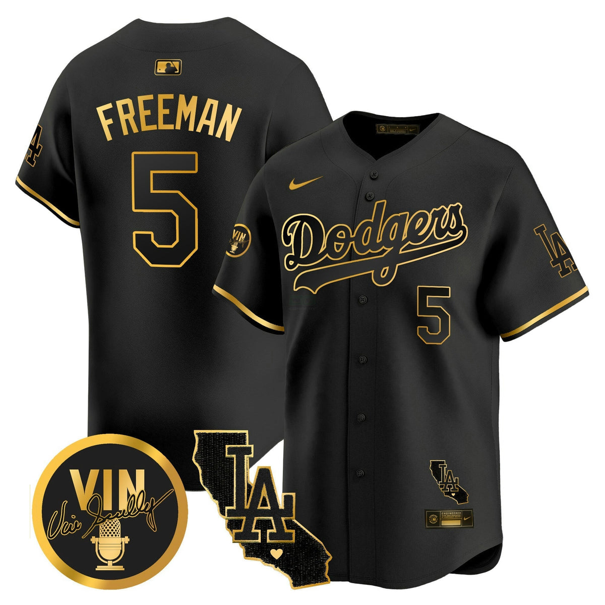 MLB Men’s Vin & California Patch Gold Vapor Premier Limited Jersey