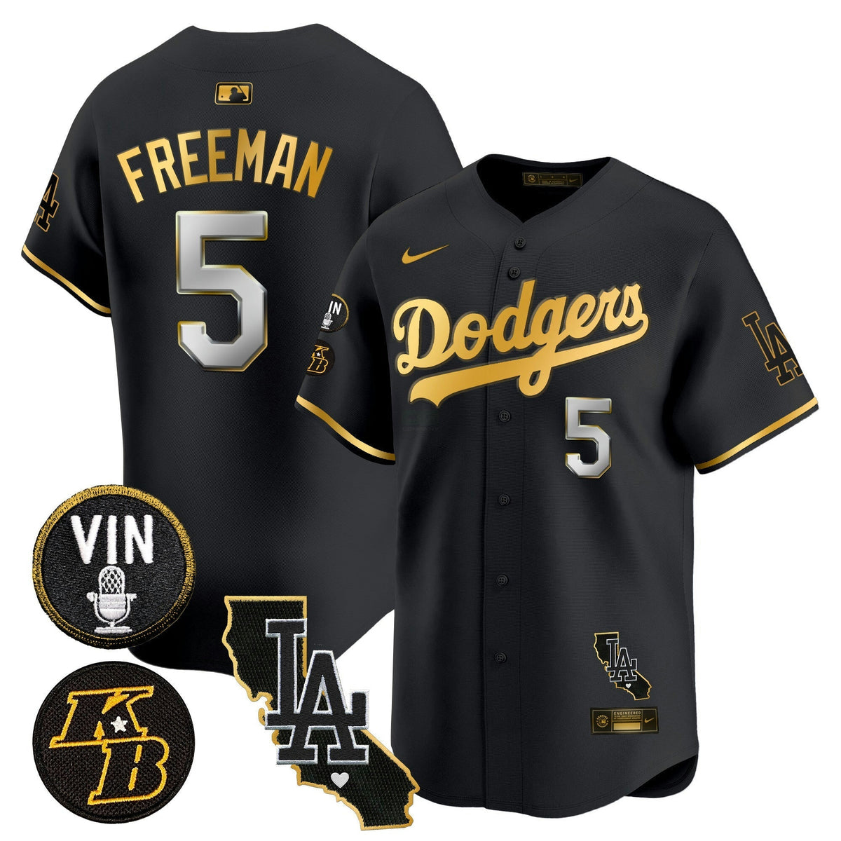 MLB Men’s Vin & Kobe Patch Gold Trim Vapor Premier Limited Jersey V2