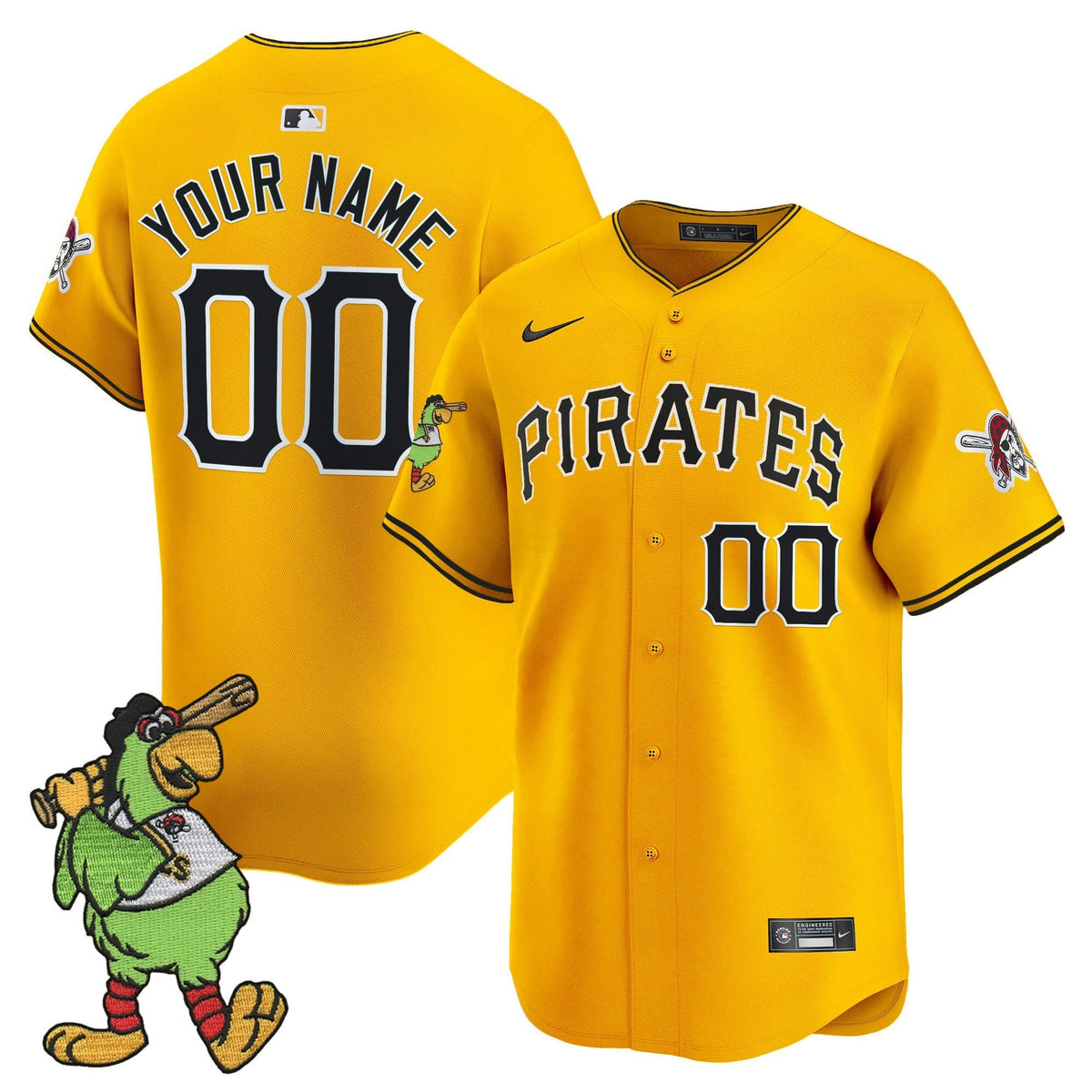 MLB Pittsburgh Pirate Parrot Patch Vapor Premier Limited Jersey