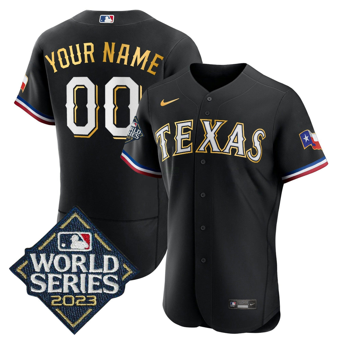 MLB Texas 2023 World Series Flex Base Gold Trim Jersey