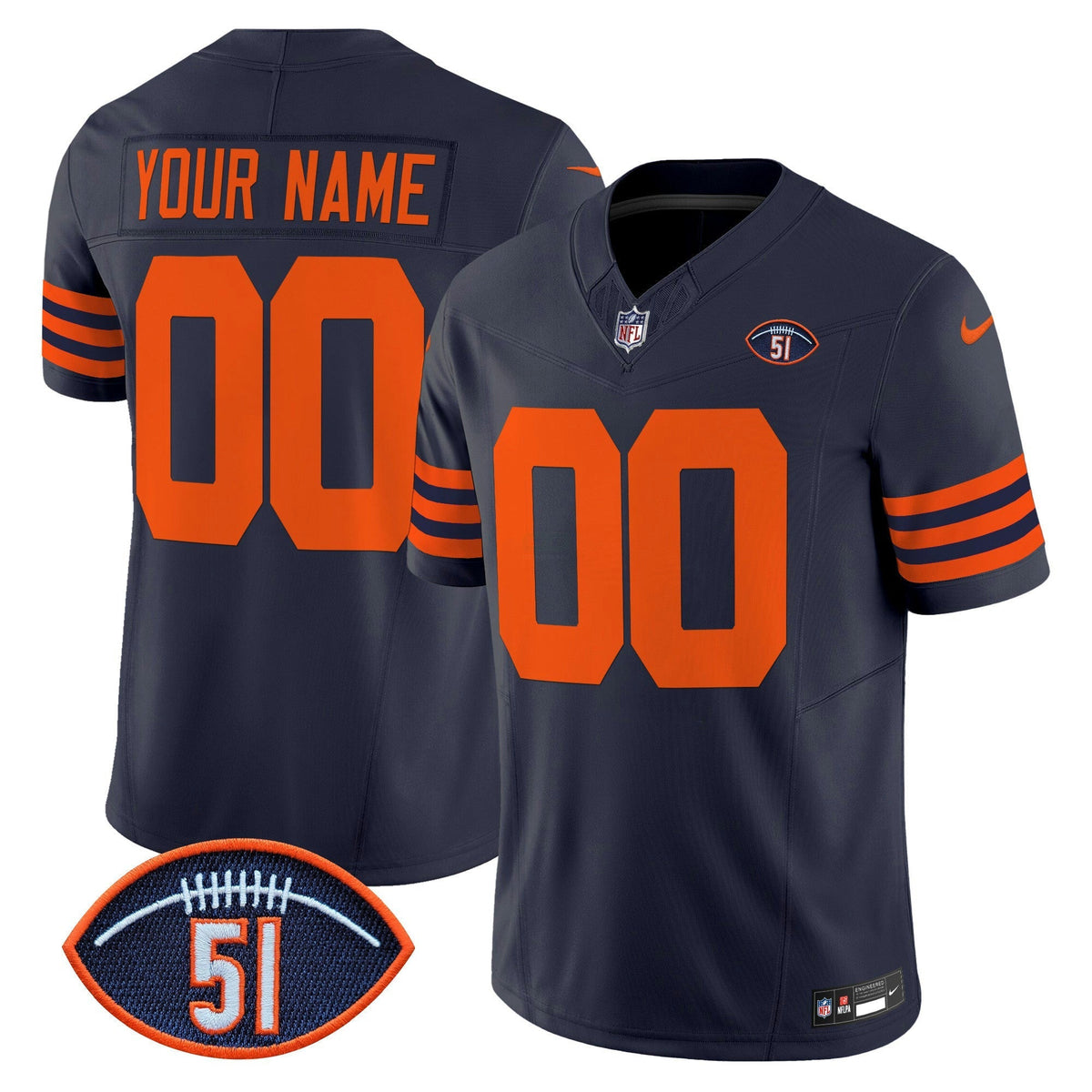 NFL Chicago Dick Butkus Patch Throwback Vapor Limited Jersey