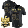 NFL Chris Jones Super Bowl LVIII & Back 2 Back Gold Patch Black Gold Women Style Jersey V2 - Chris Jones