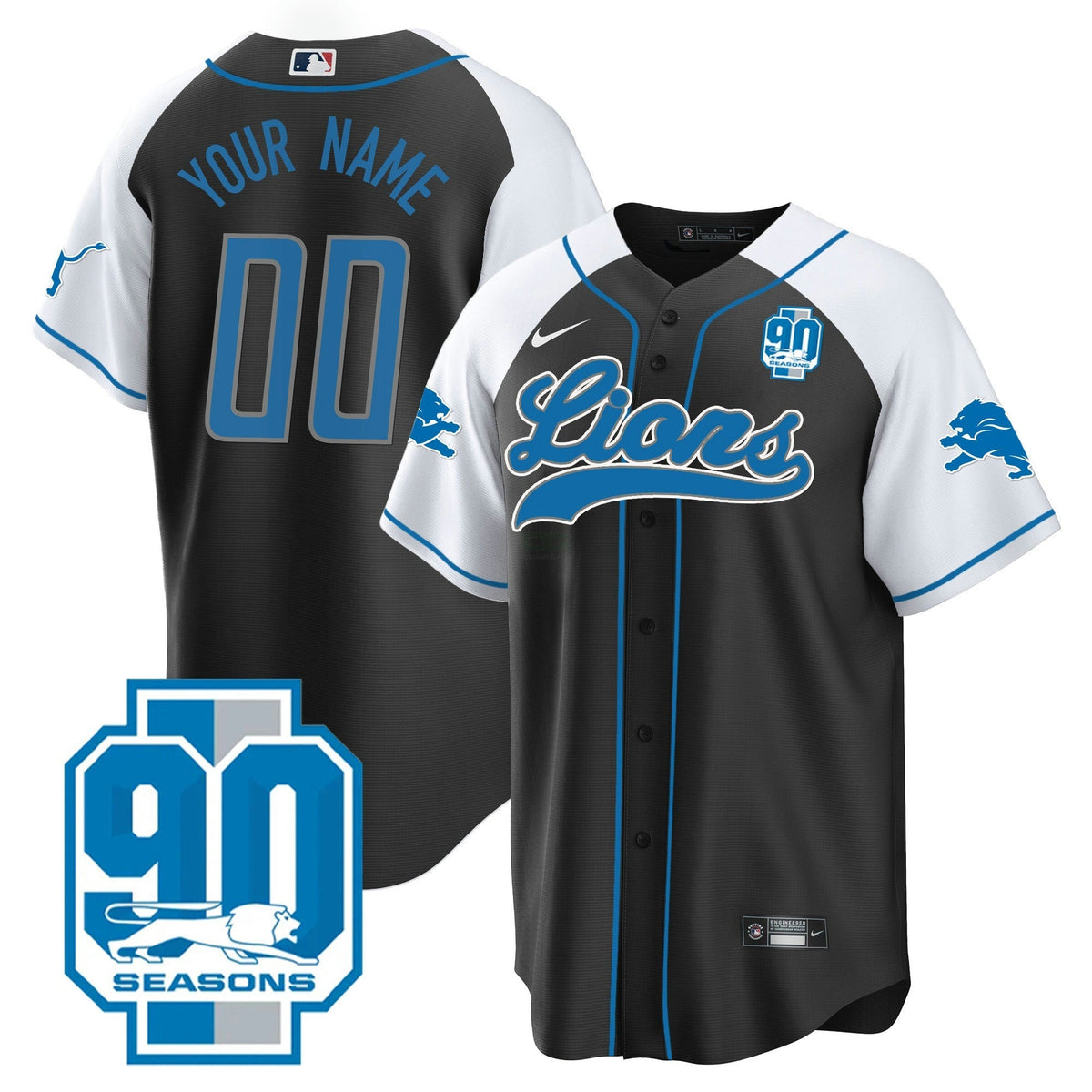 NFL Detroit Lions Detroit 90th Year Patch Jersey - Baseball