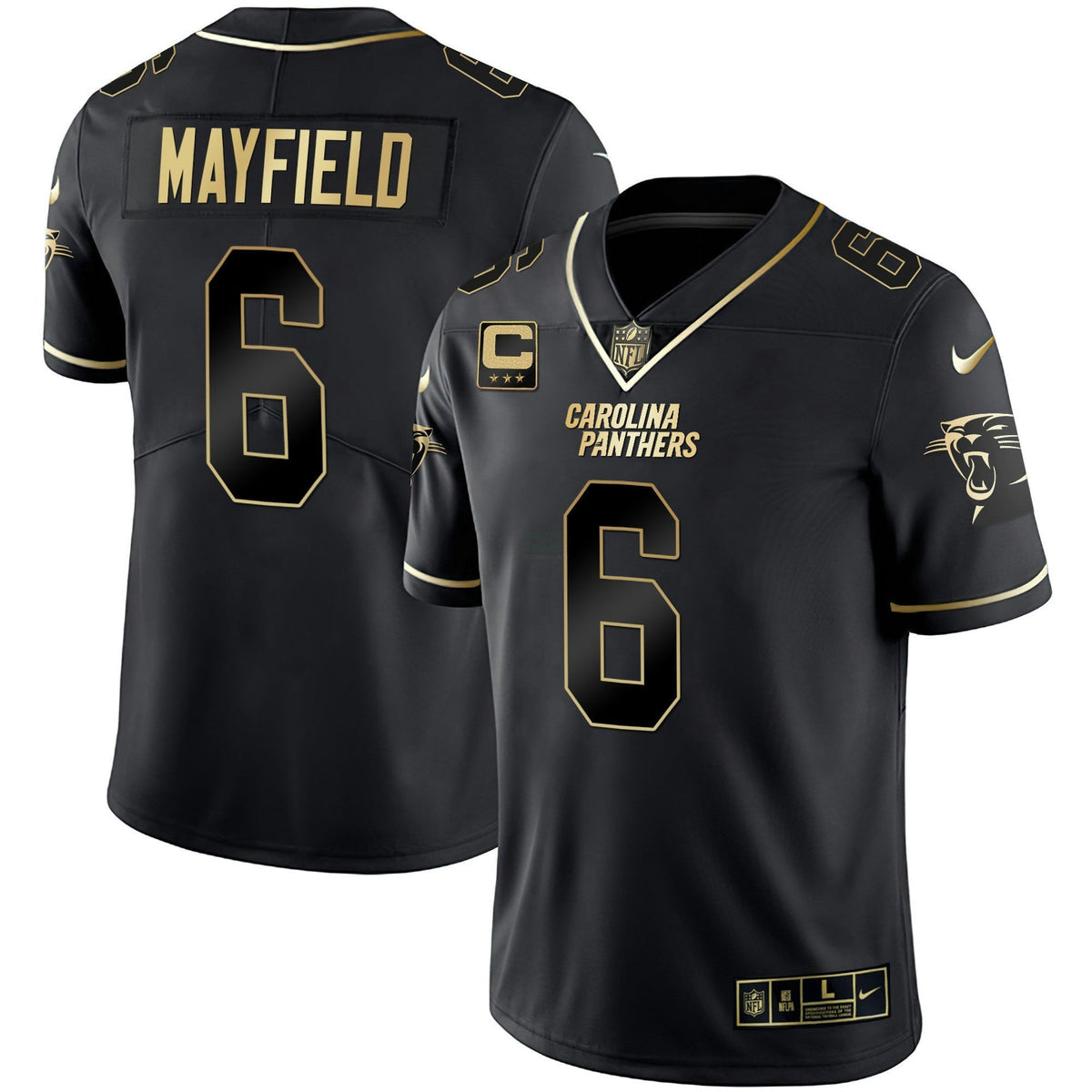NFL Men’s Carolina Black Gold & White Gold Vapor Limited Jersey