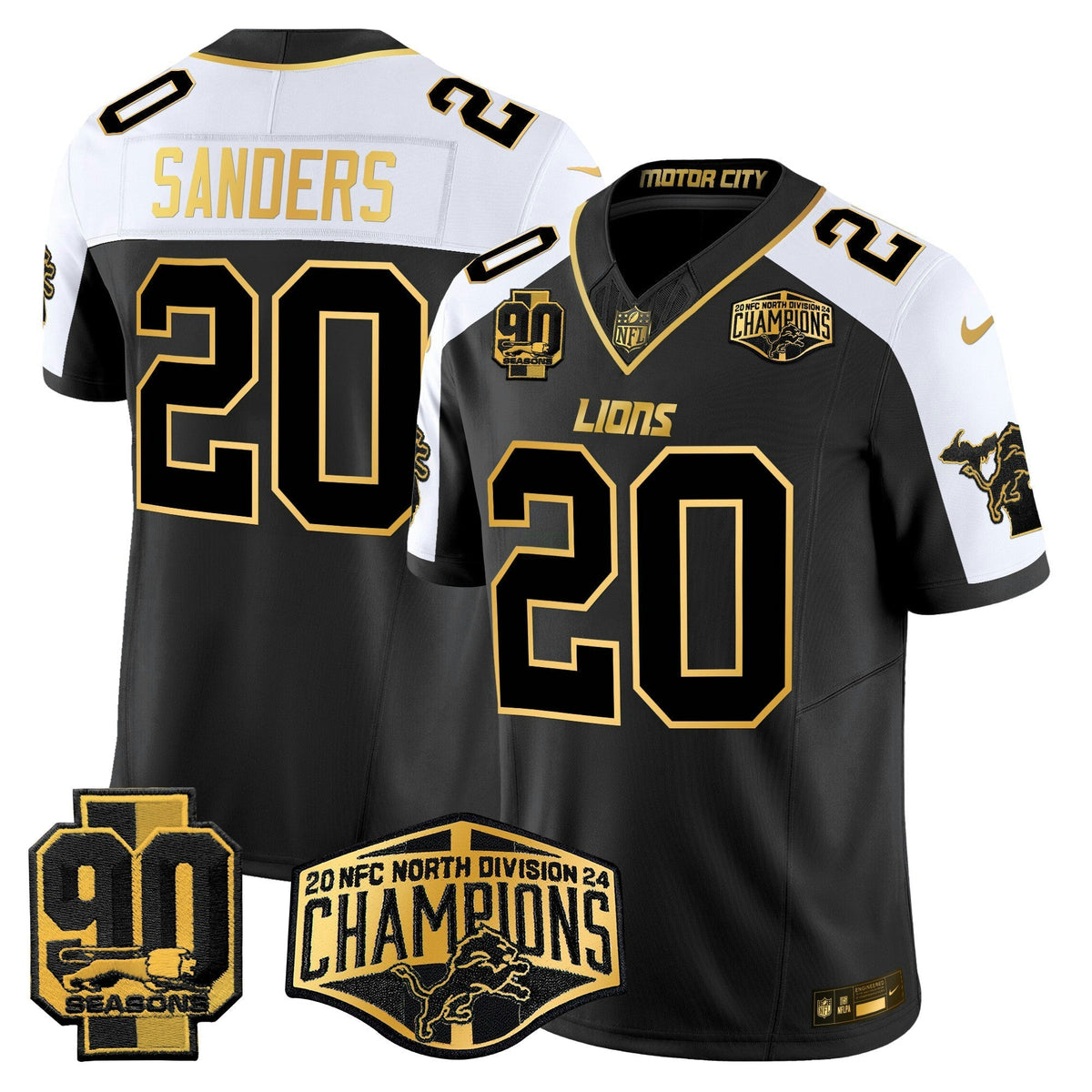 NFL Men’s Detroit 2024 NFC North Division Champions Patch Gold Vapor Limited Jersey