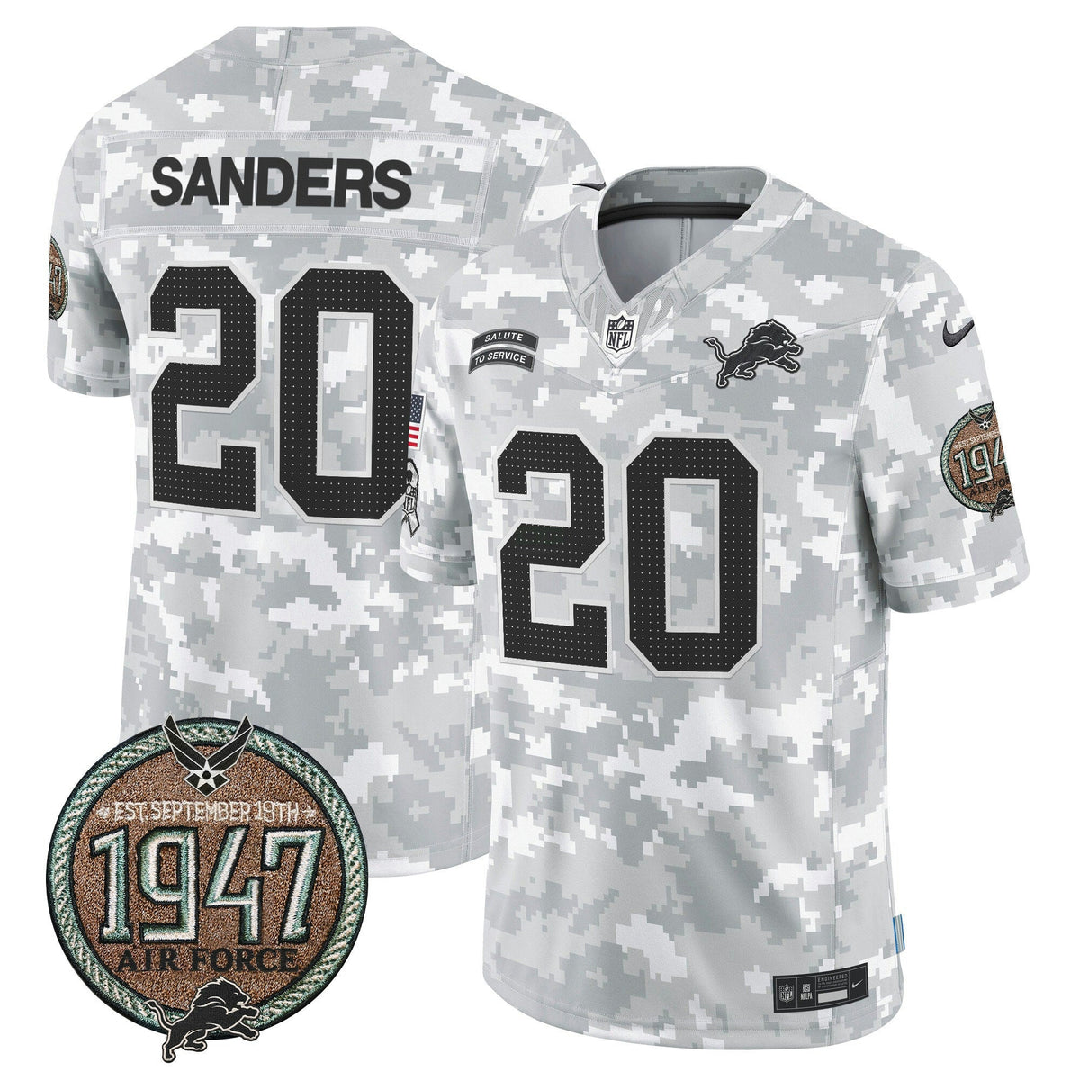 NFL Men’s Detroit 2024 Salute to Service Establishment Year Patch Vapor Limited Jersey