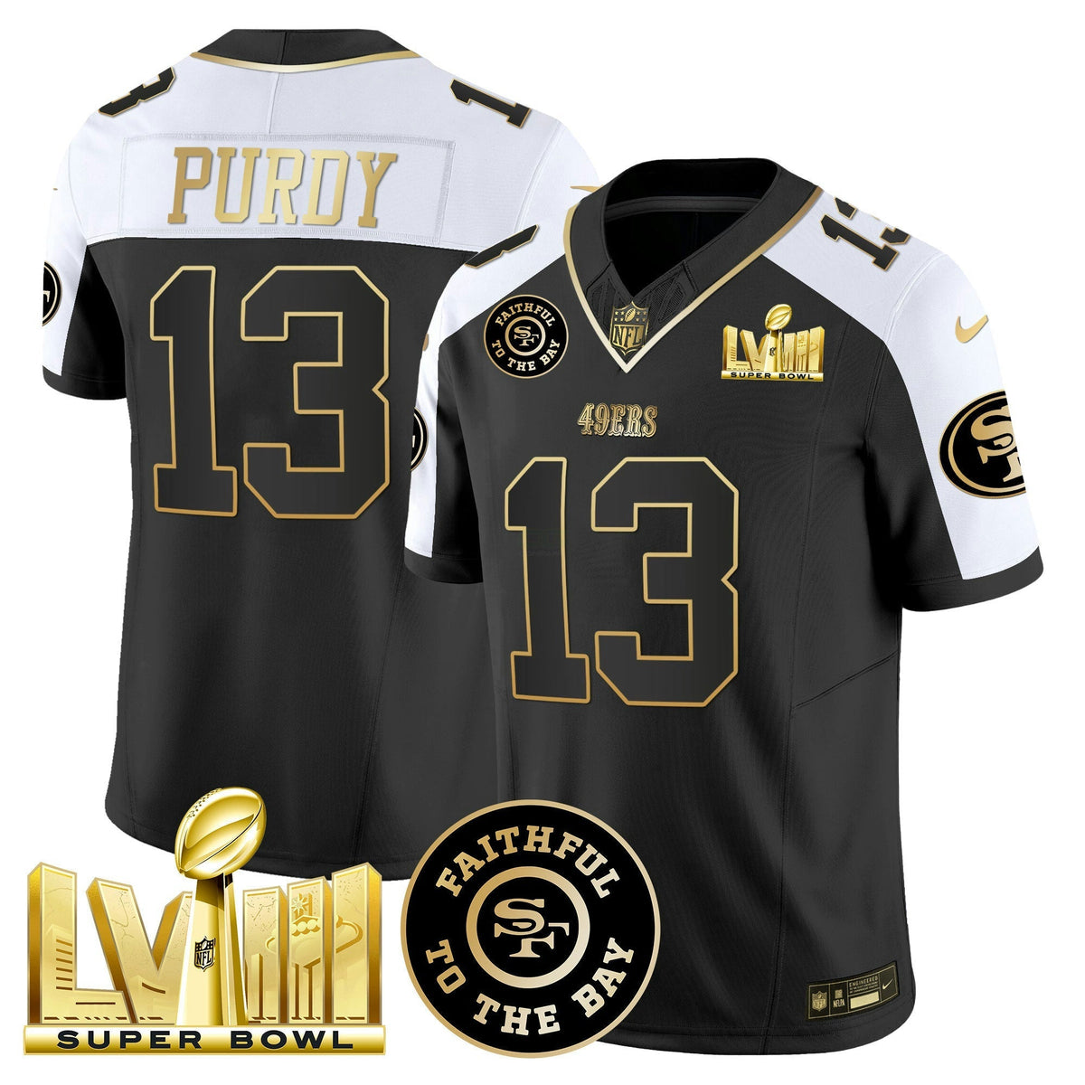 NFL Men’s Faithful & Super Bowl LVIII Gold Patch Vapor Jersey V2