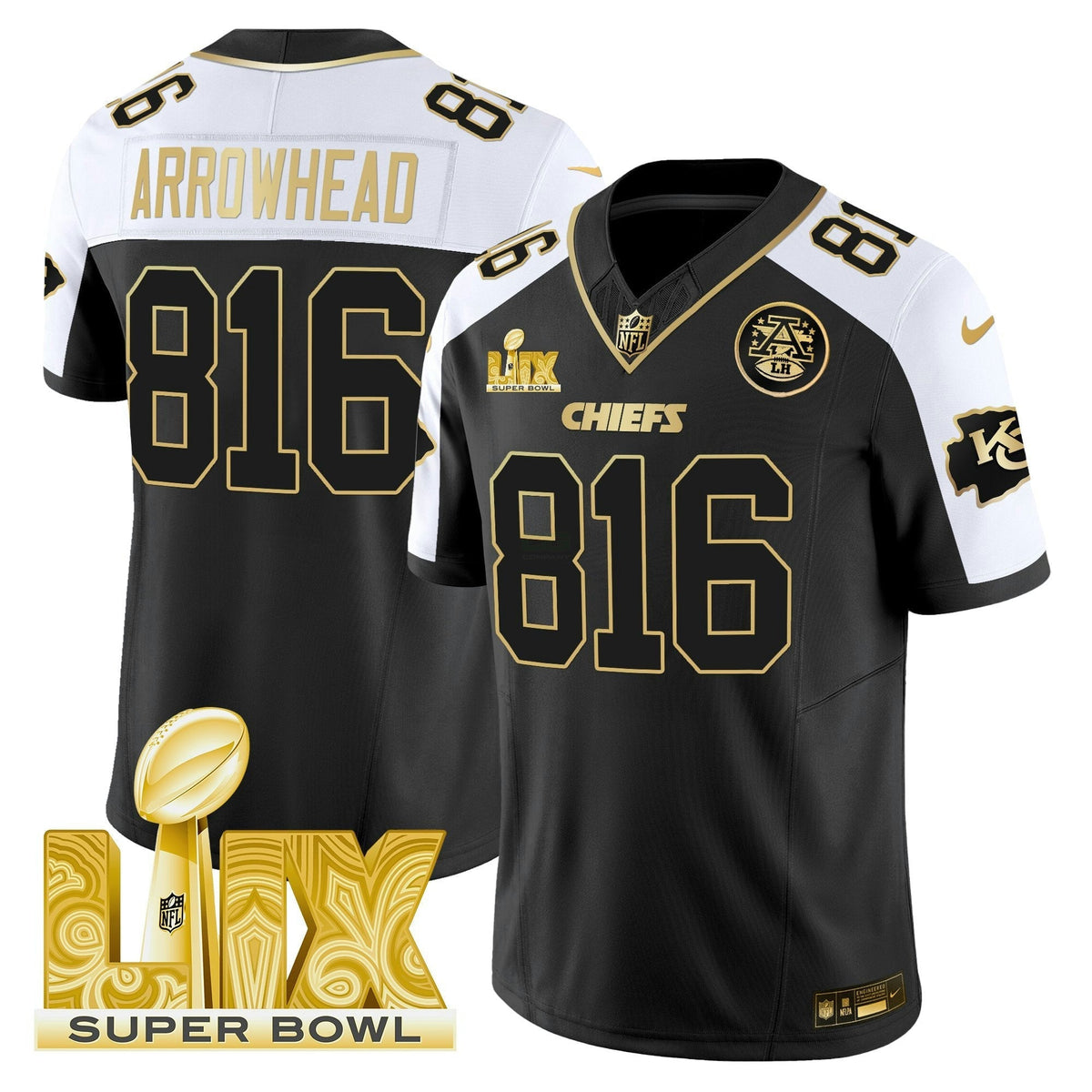 NFL Men’s Super Bowl LIX Patch Gold Vapor Limited Jersey