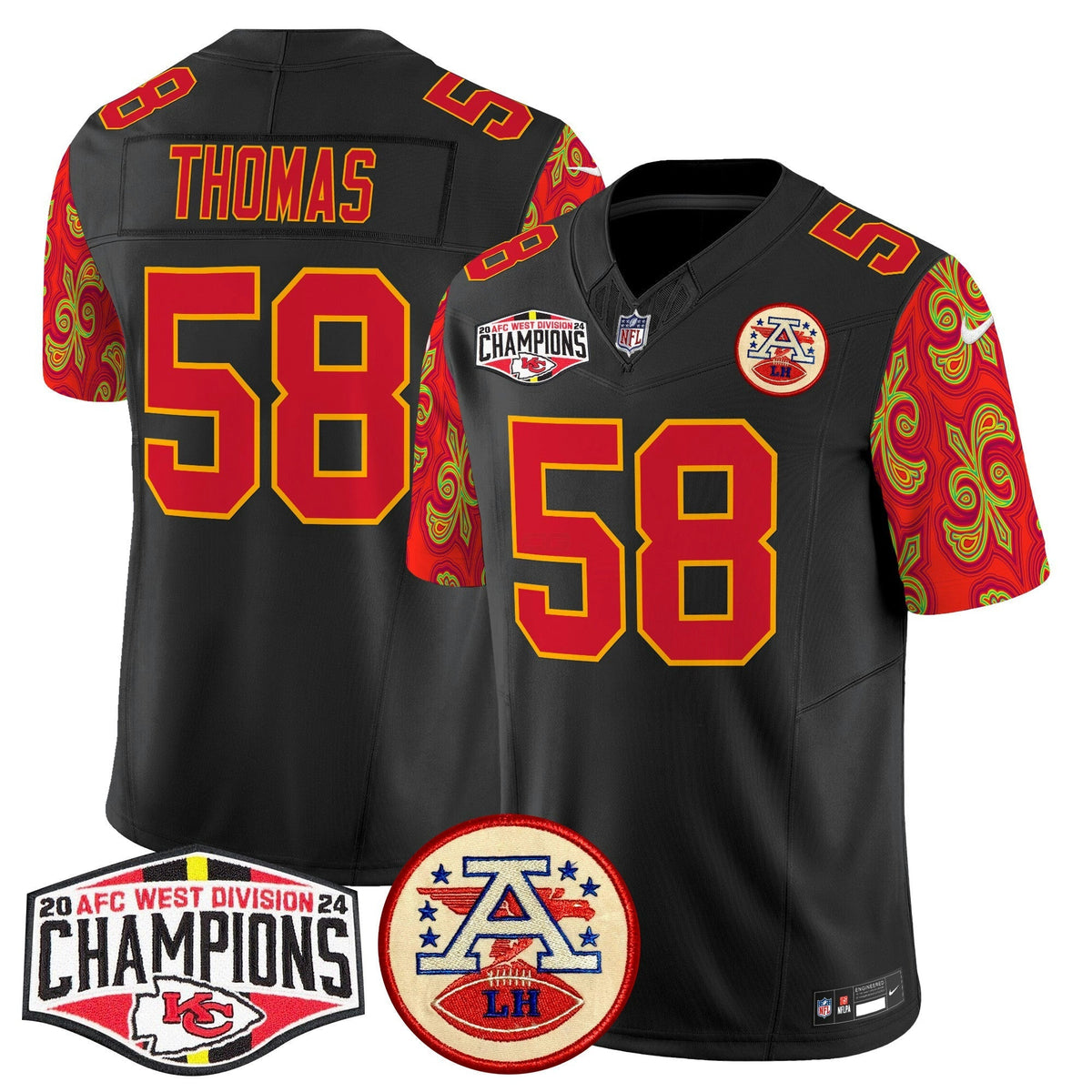 NFL Men’s Super Bowl LIX Style 2024 AFC West Division Champions Patch Vapor Limited Jersey