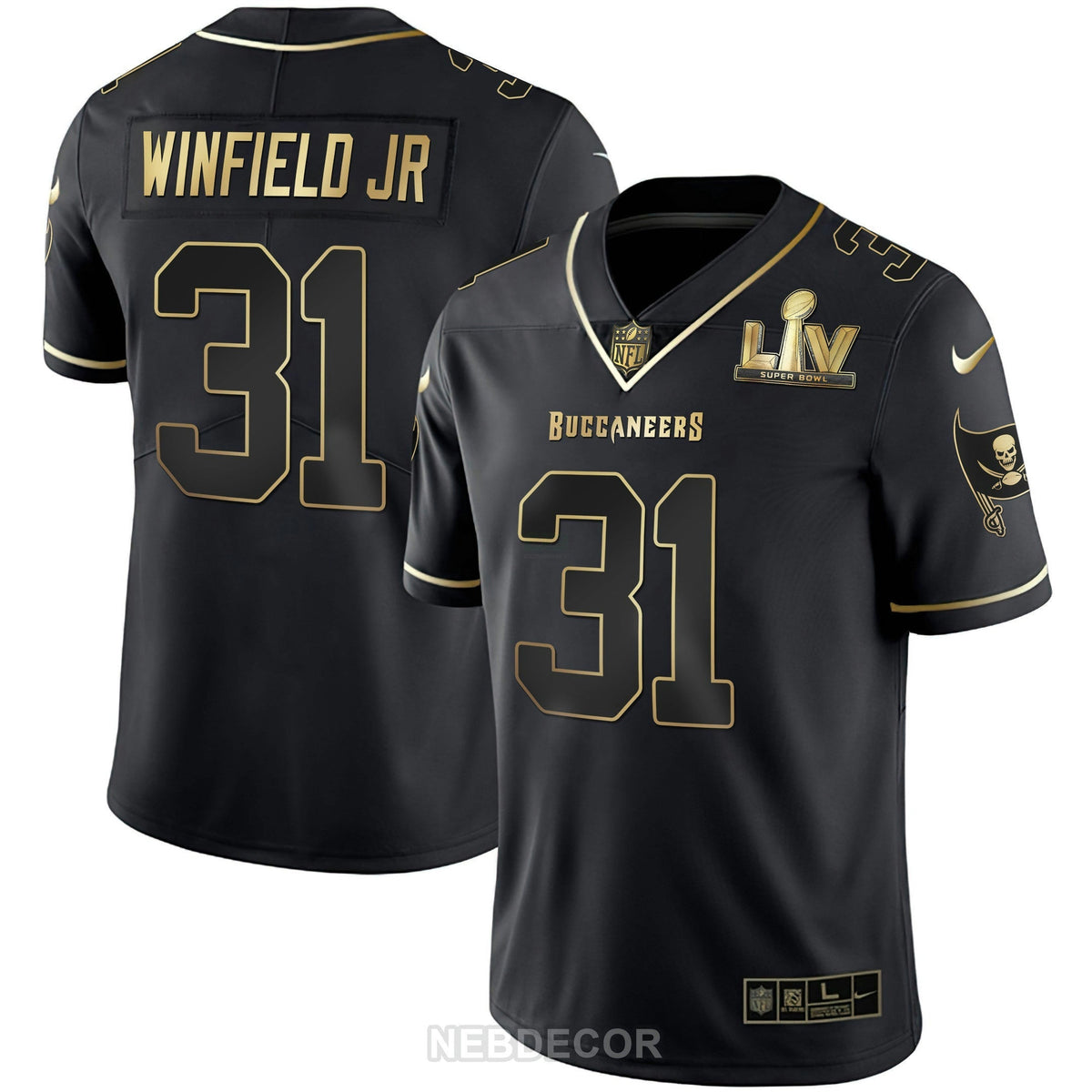 NFL Men’s Tampa Bay Super Bowl LIV White Gold & Black Gold Jersey