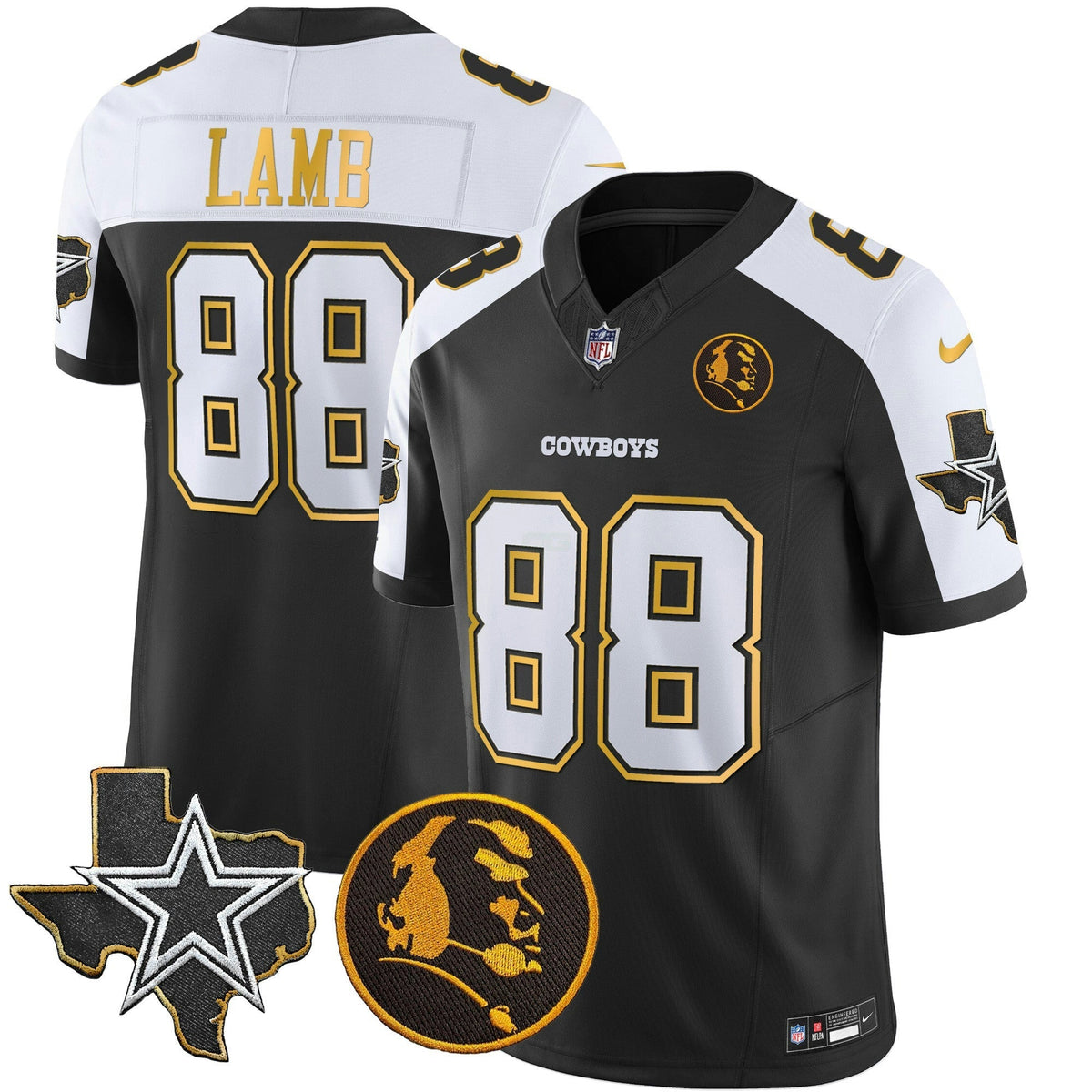 NFL Men’s Texas & John Madden Patch Gold Trim Vapor Jersey