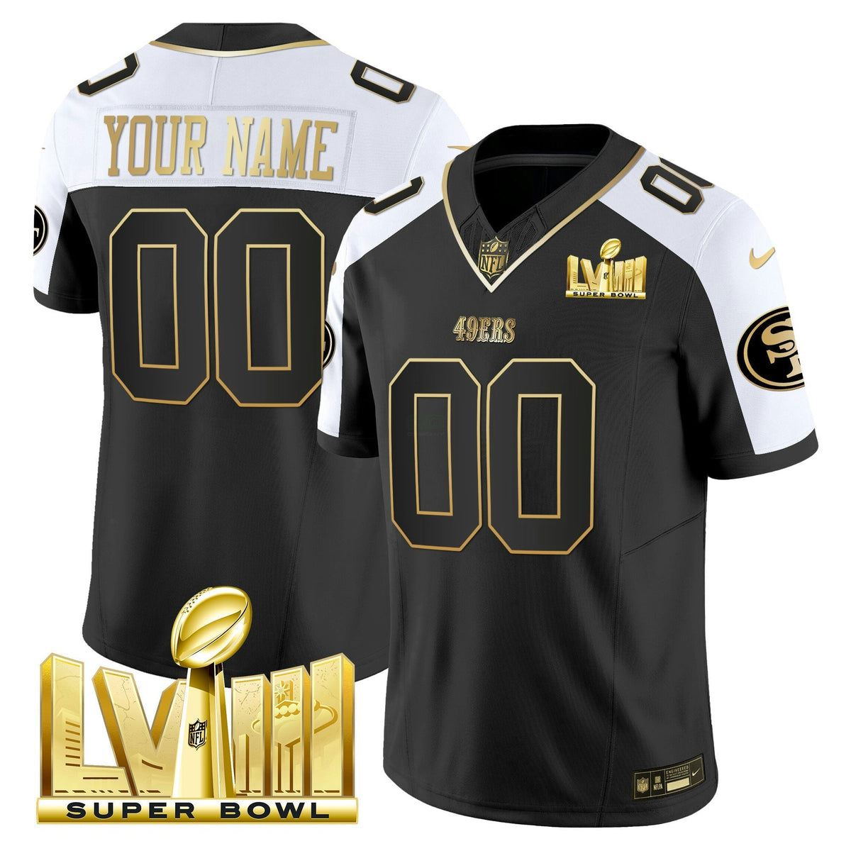 NFL Super Bowl LVIII Gold Patch Vapor Jersey V2