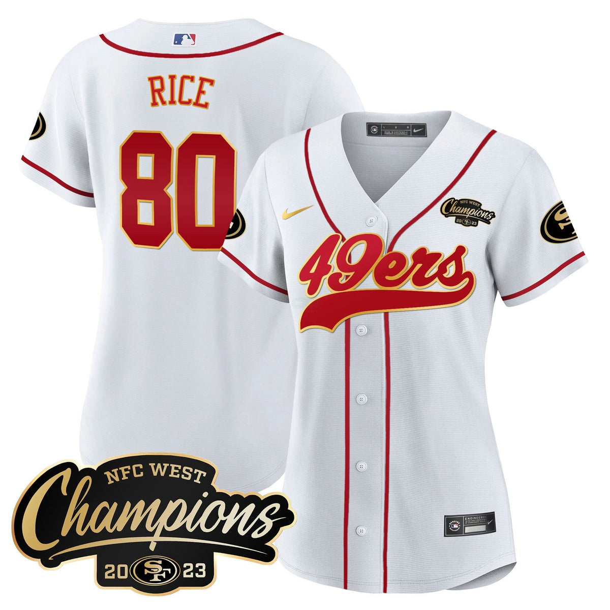 NFL Women’s 2023 NFC West Champions Baseball Gold Trim Jersey