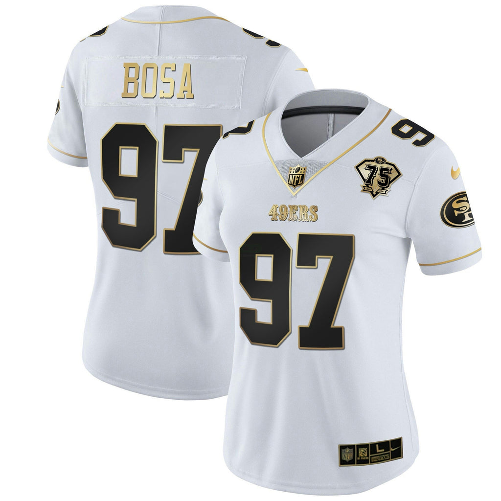 Jersey NFL Women’s 75th Anniversary Patch White Gold & Black Gold
