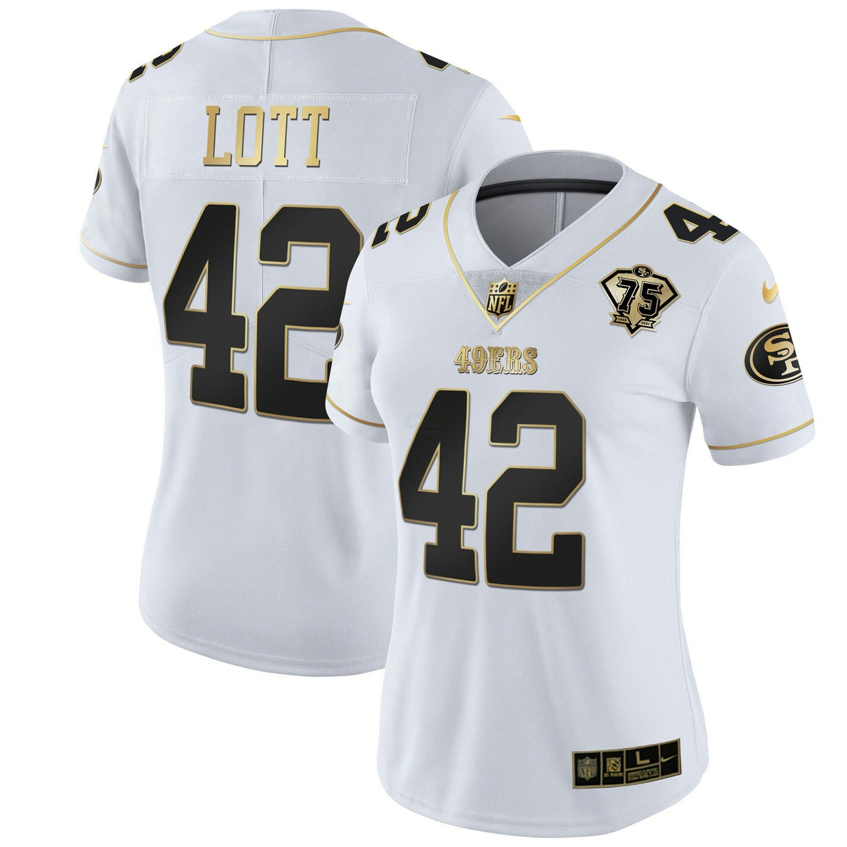 Jersey NFL Women’s 75th Anniversary Patch White Gold & Black Gold