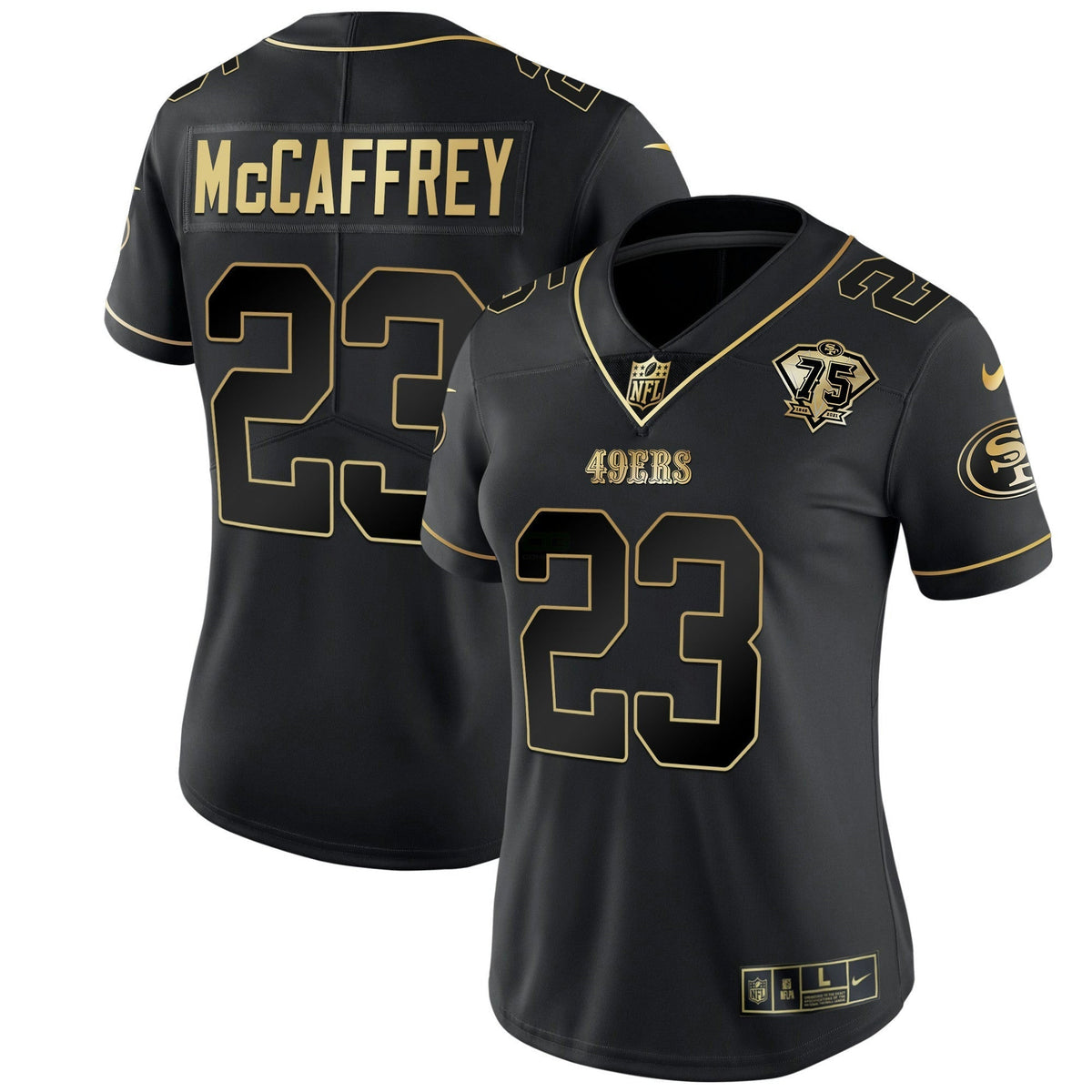 Jersey NFL Women’s 75th Anniversary Patch White Gold & Black Gold