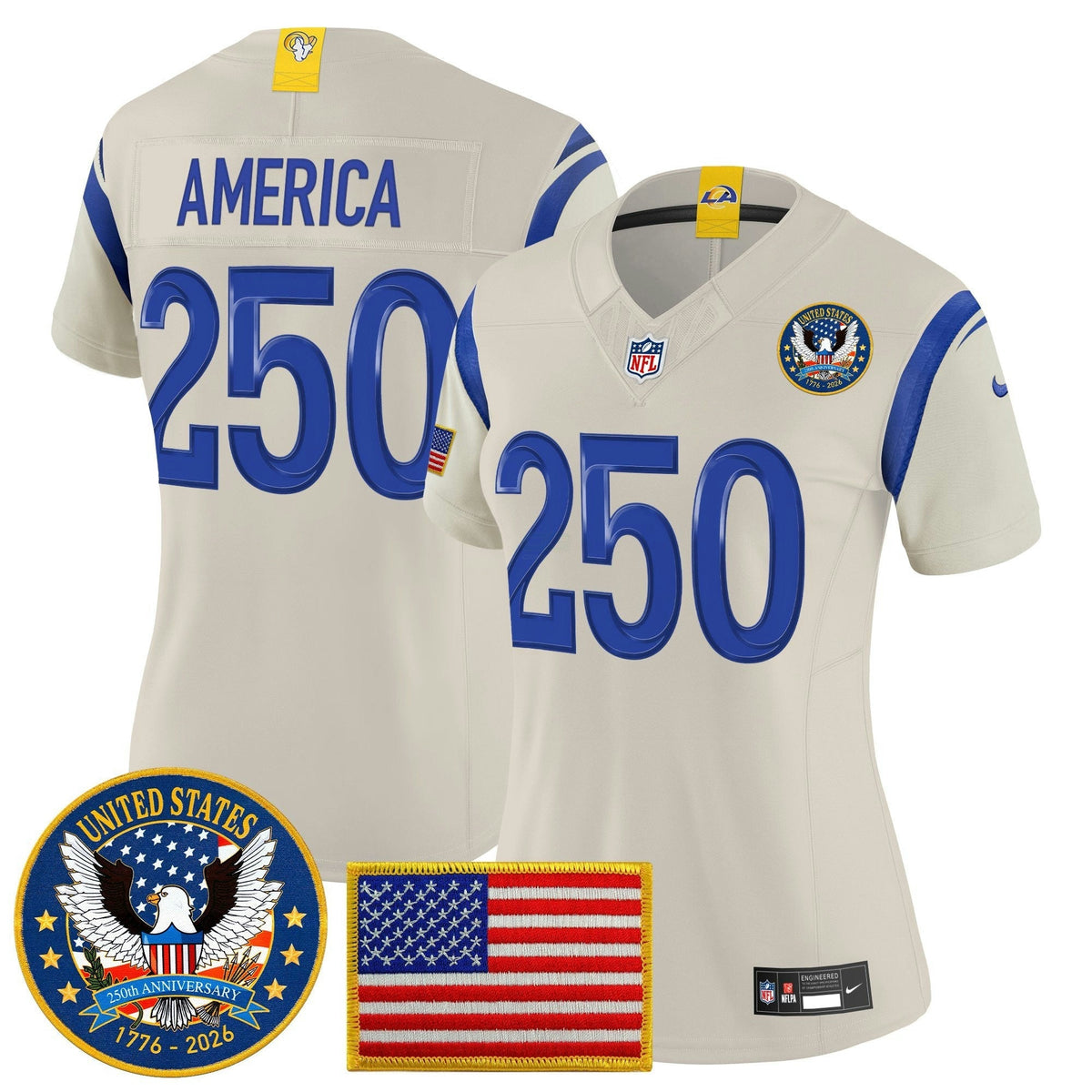 NFL Women’s Los Angeles 2025 “United States 250th Anniversary Patch” Vapor Limited Jersey