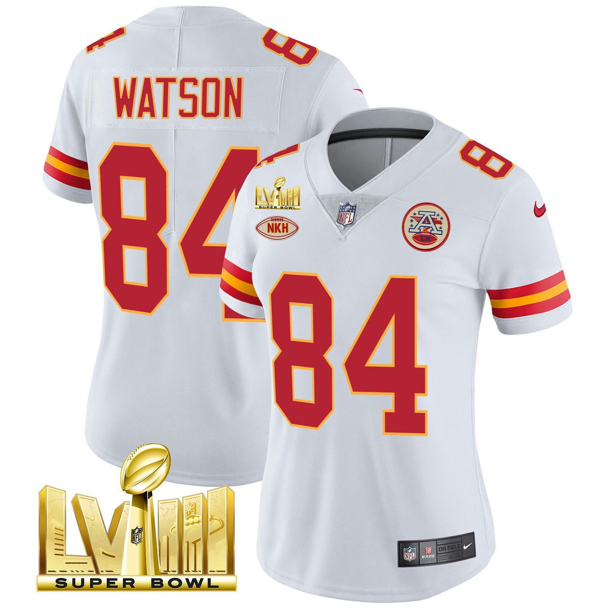 NFL Kansas City Chiefs Women’s Super Bowl LVIII Gold Patch Vapor Jersey V2