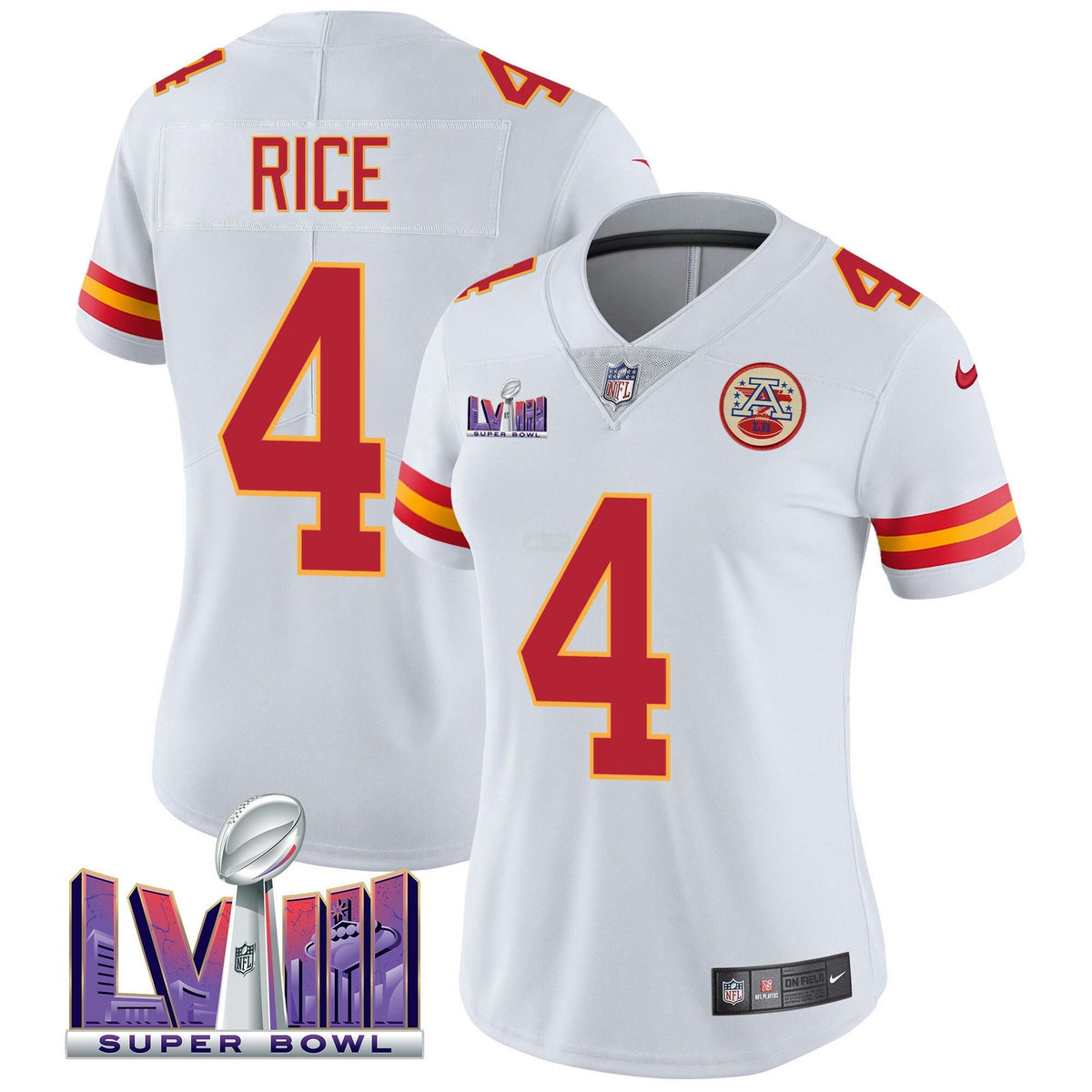 NFL Kansas City Chiefs Women’s Super Bowl LVIII Patch Vapor Jersey