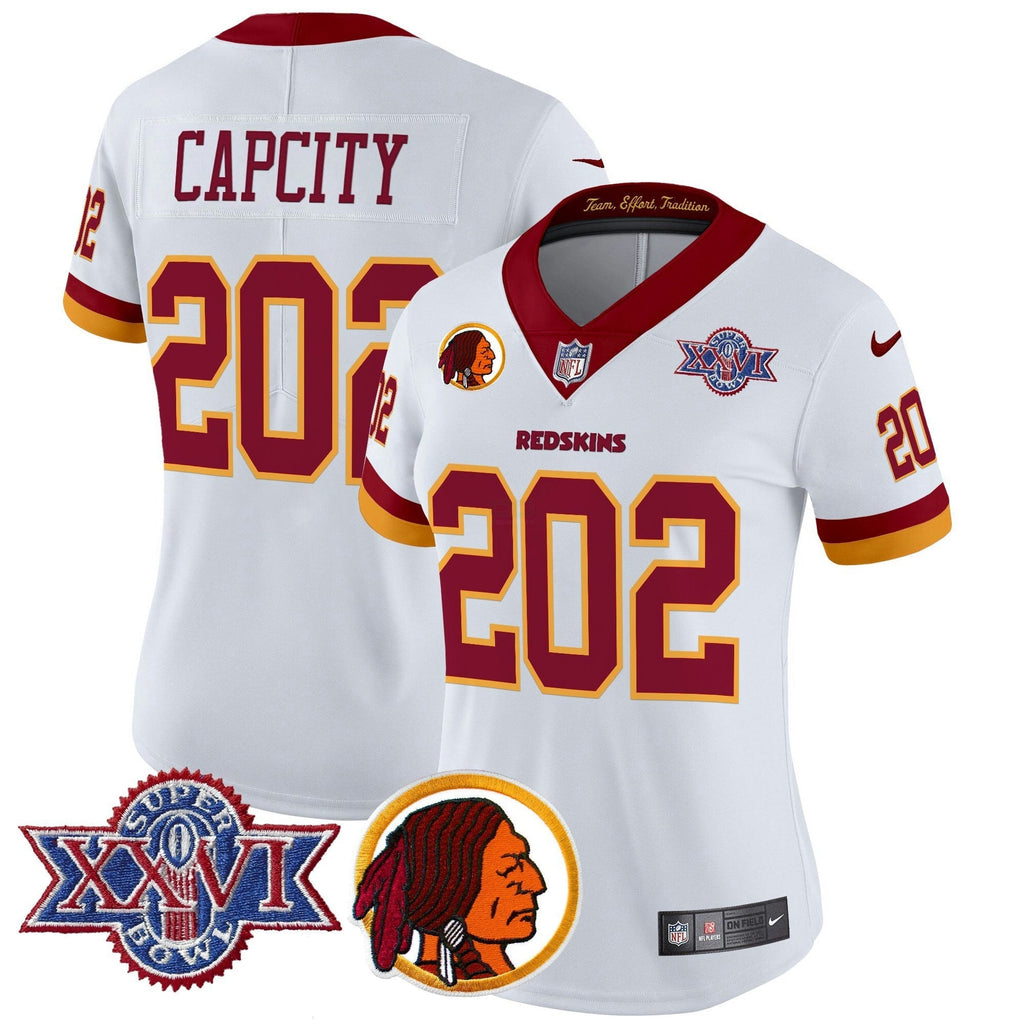 NFL Washington Commanders Women’s Washington Redskins Throwback 1992 Super Bowl XXVI Patch Vapor Limited Jersey V2