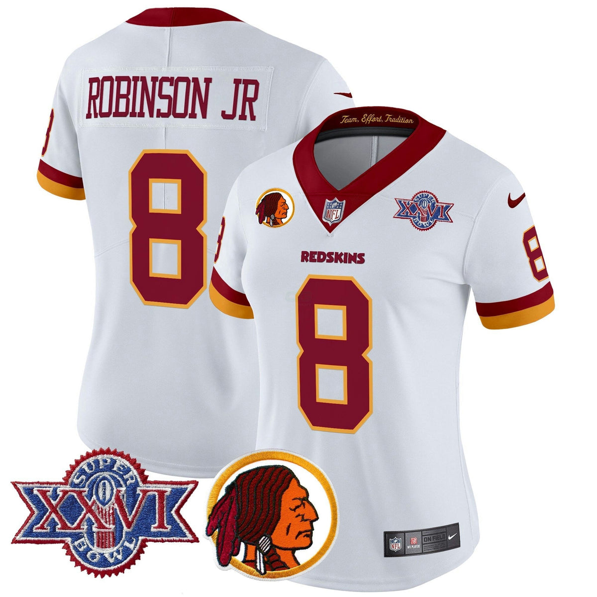 NFL Washington Commanders Women’s Washington Redskins Throwback 1992 Super Bowl XXVI Patch Vapor Limited Jersey V2
