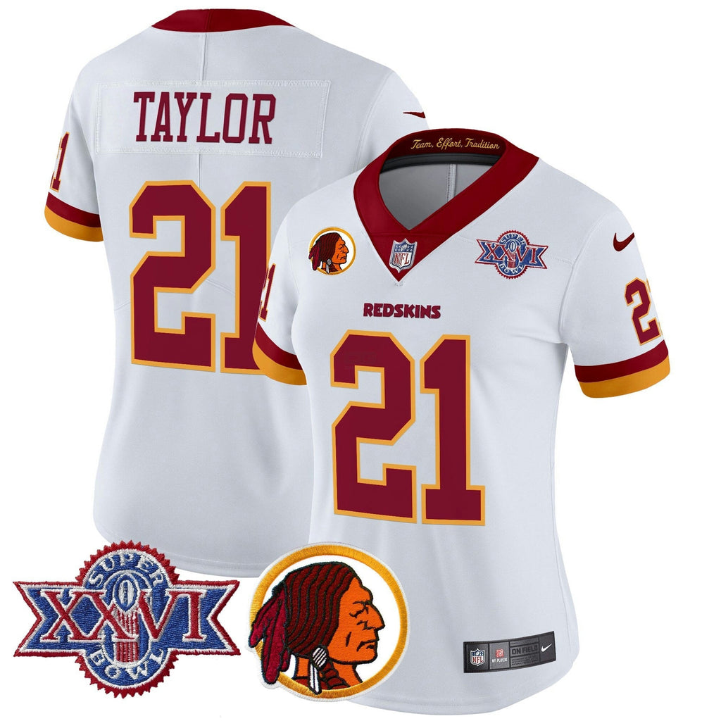 NFL Washington Commanders Women’s Washington Redskins Throwback 1992 Super Bowl XXVI Patch Vapor Limited Jersey V2