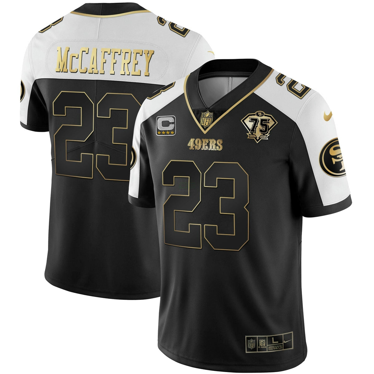 Jersey NFL Youth’s 75th Anniversary Patch White Gold & Black Gold
